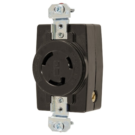 Hubbell Wiring Device-Kellems Locking Receptacle, L10-20R, 20 A, 125/250V AC, Single Phase, 3 Pole, Flush Mount, Screw Terminals HBL2360